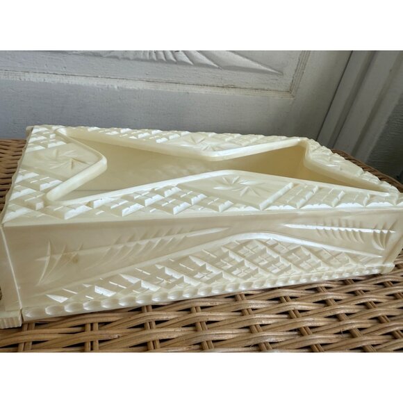 Vintage MCM Pearl Lucite Plastic Tissue Box Storage - Picture 10 of 13